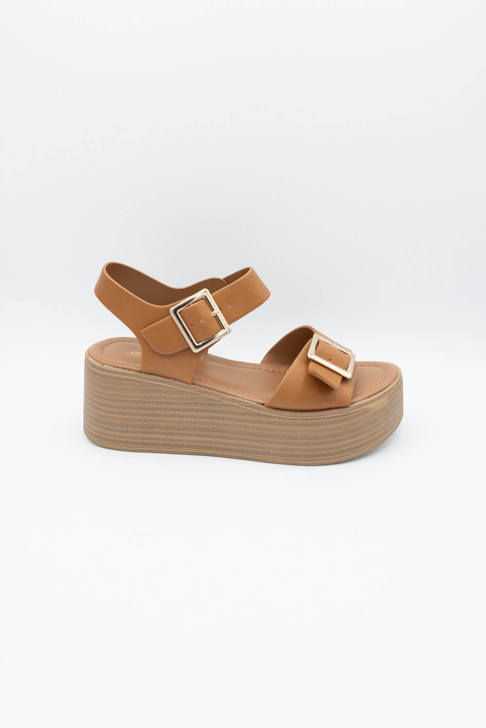 Soda Dorina Buckle Platform Sandals for Women in Dark Tan | DORINA-S DK BLONDE