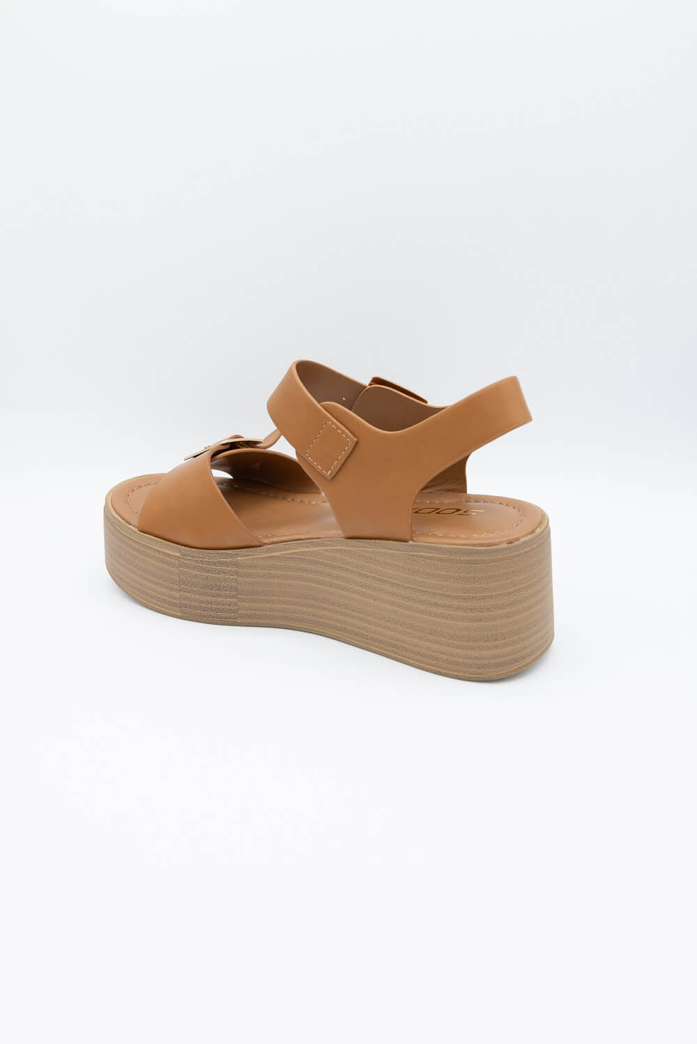 Soda Dorina Buckle Platform Sandals for Women in Dark Tan | DORINA-S DK BLONDE