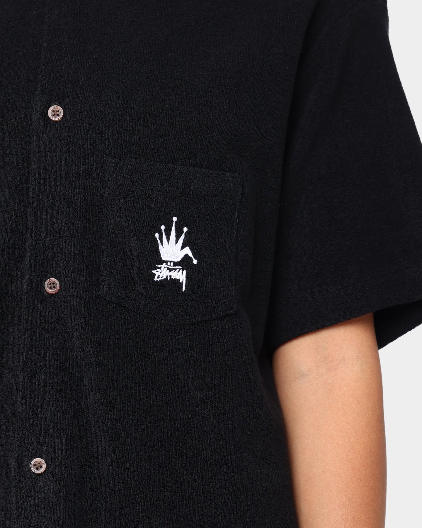 Stussy Crown Terry Short Sleeve T-Shirt Solid Black