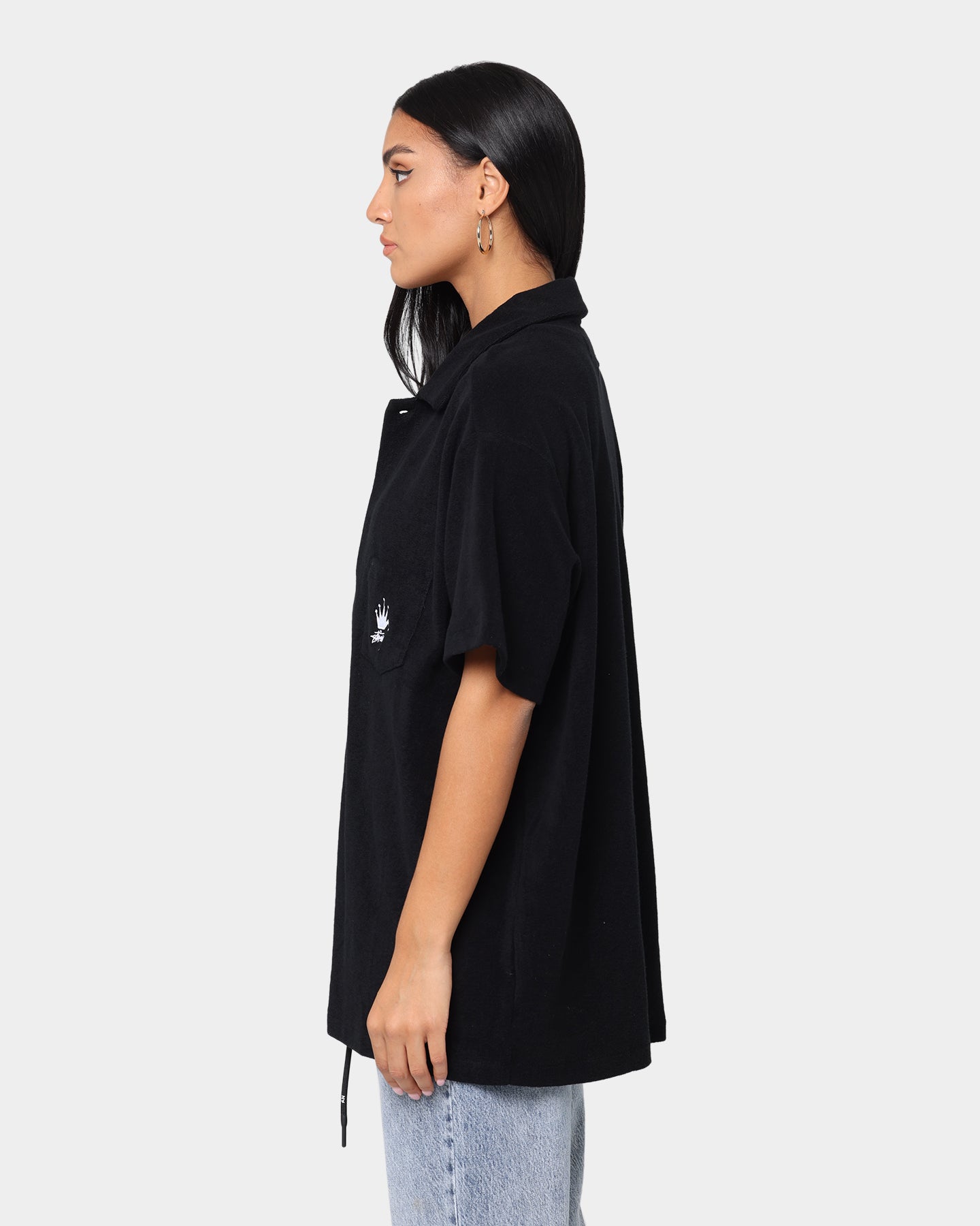 Stussy Crown Terry Short Sleeve T-Shirt Solid Black