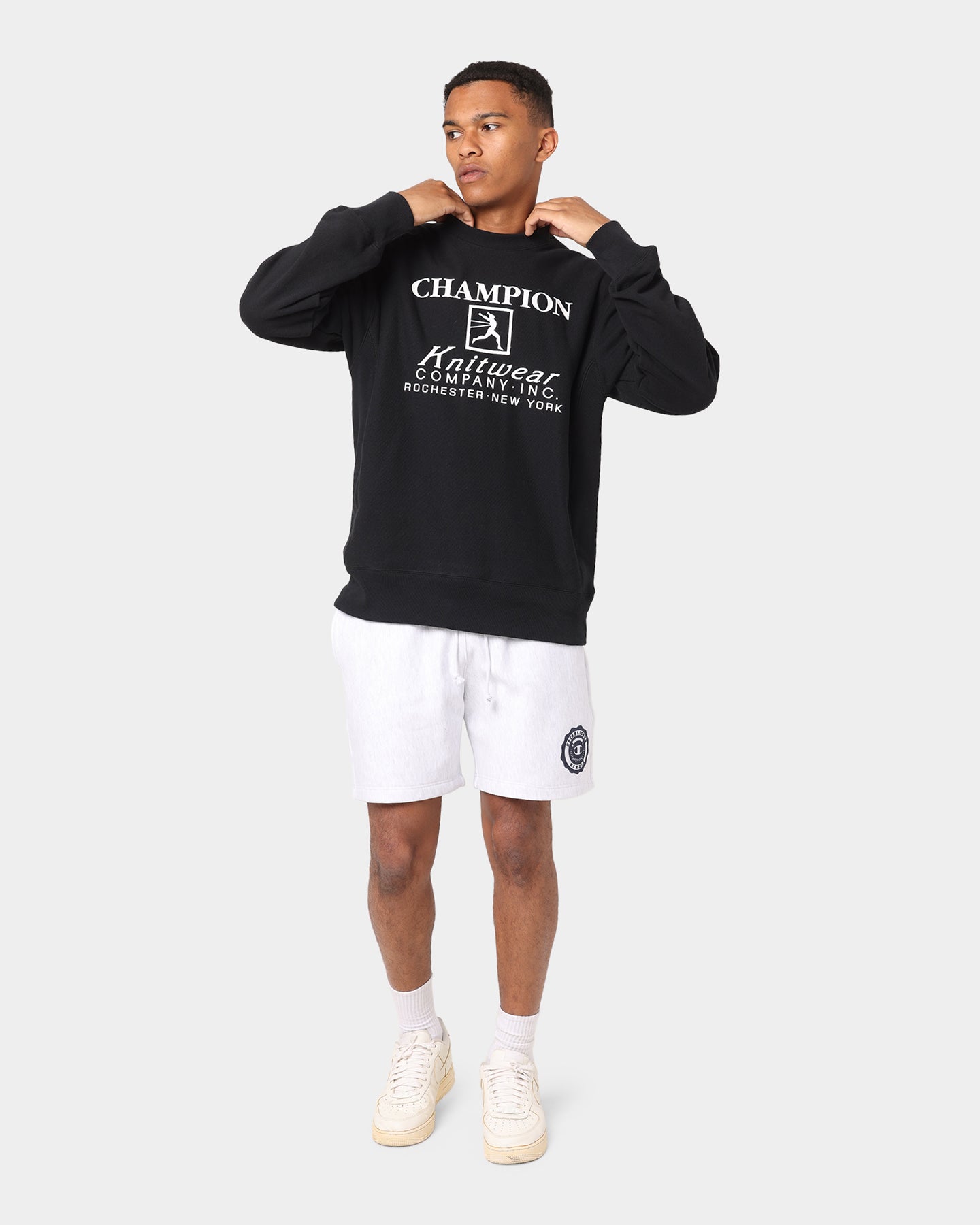 Champion Rebound French Terry Archive Crewneck Black