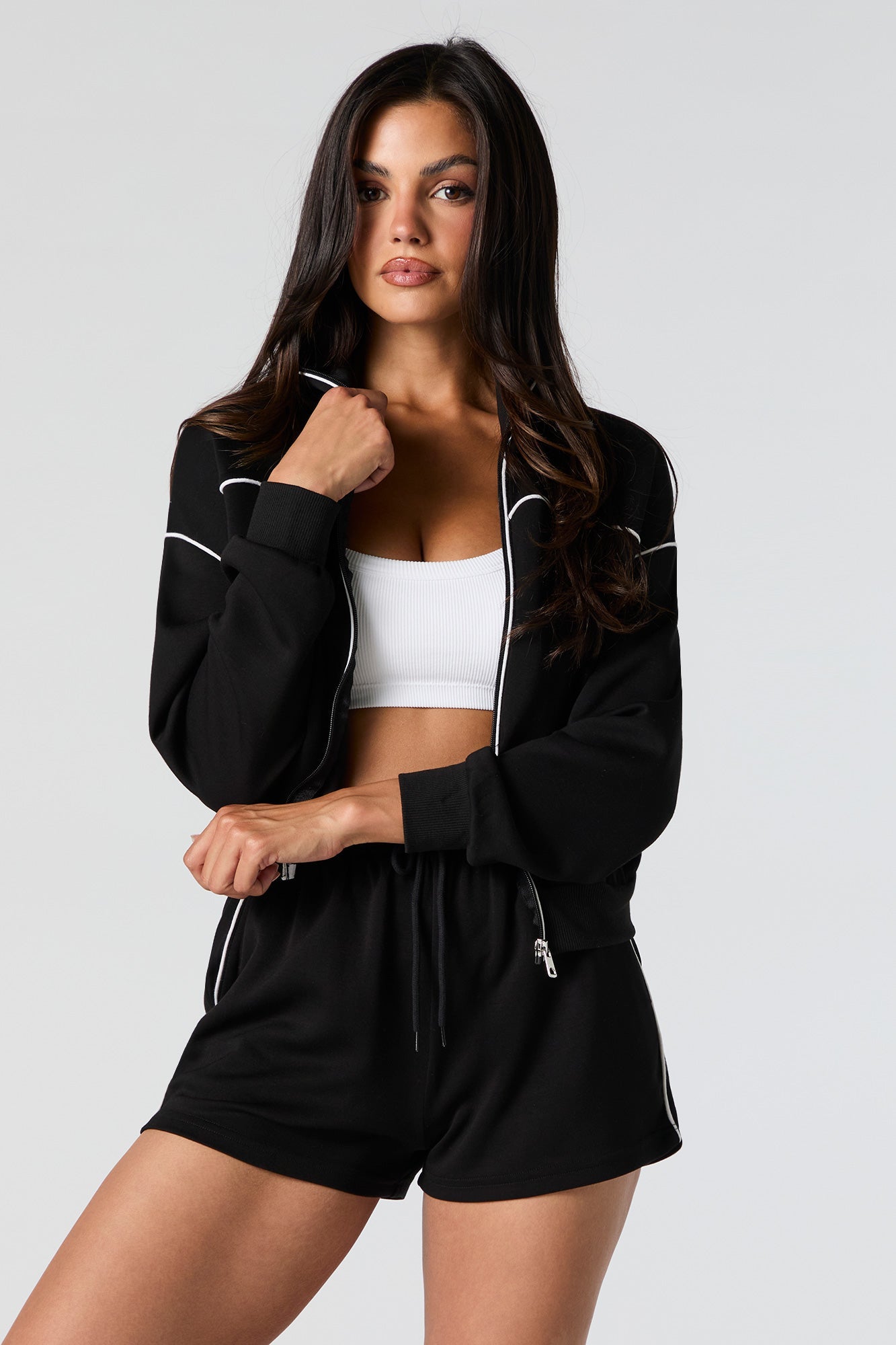 Active Contrast Stitch Zip-Up Jacket