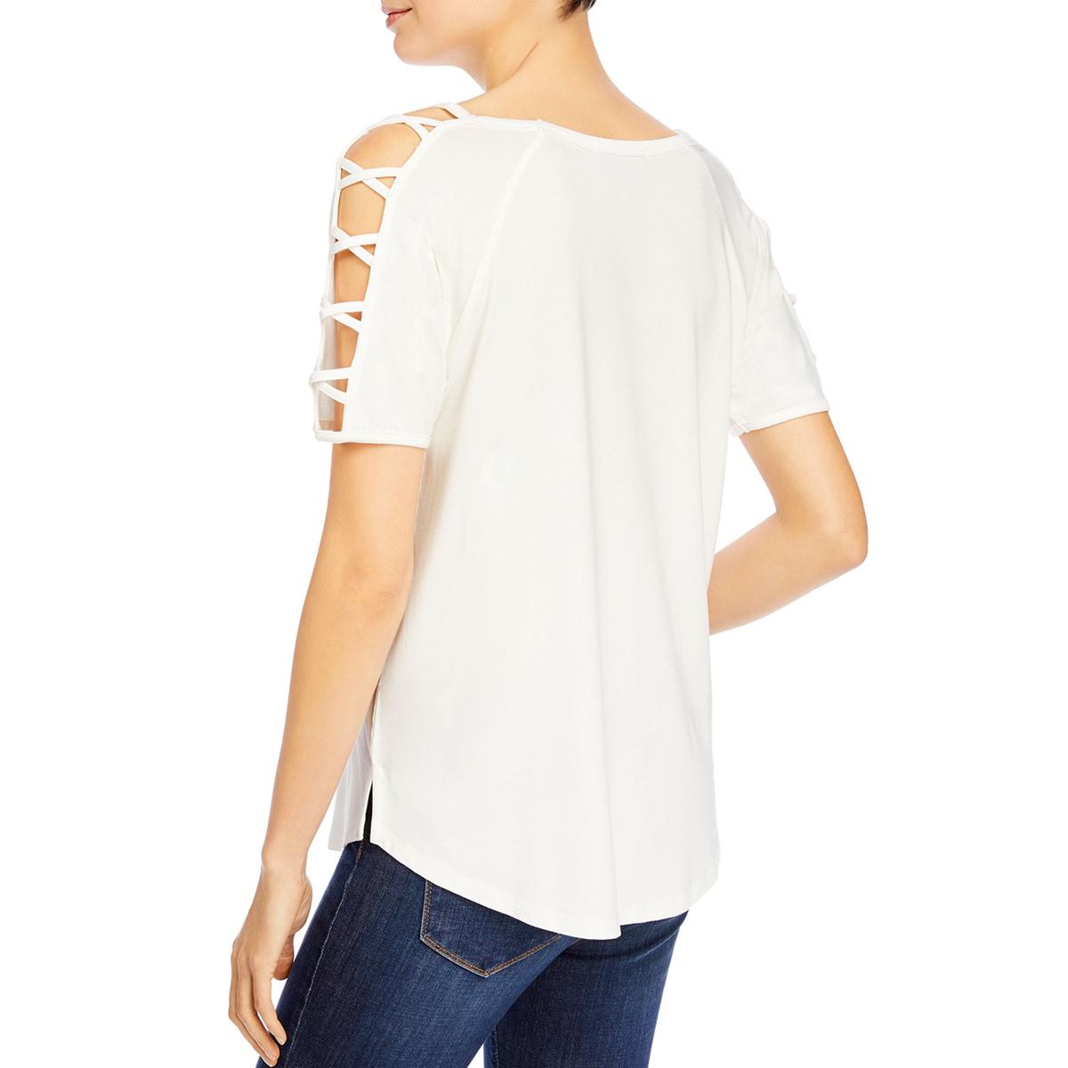 Womens Caged Sleeve Stretch T-Shirt