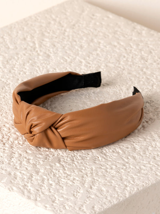 Shiraleah Knotted Faux Leather Headband, Tan