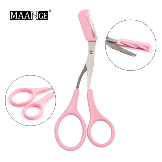 1Pcs Eyebrow Trimmer Scissors With Comb Lady Woman Men Hair Removal