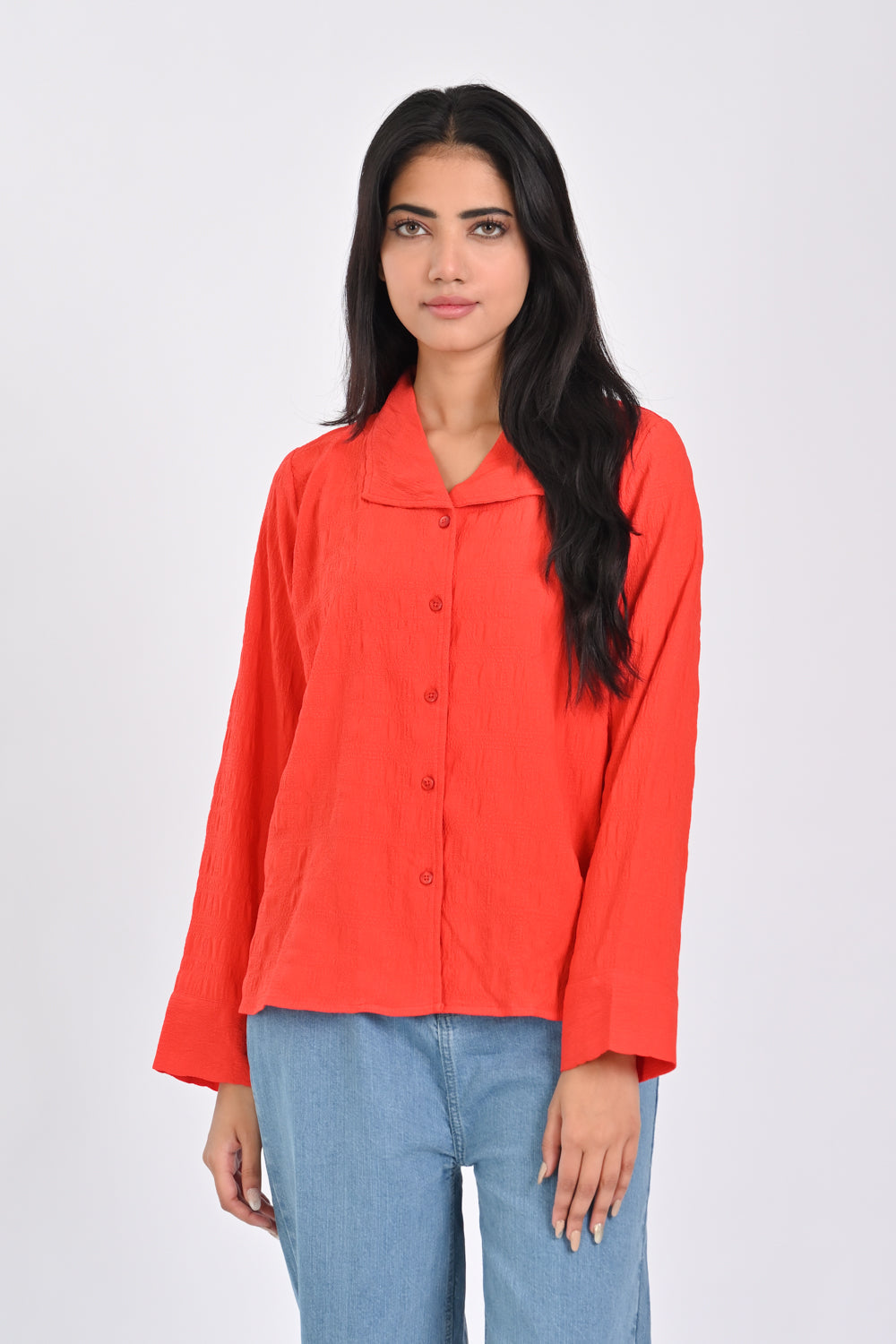 TEXTURED SHIRT WITH COLLAR DETAIL