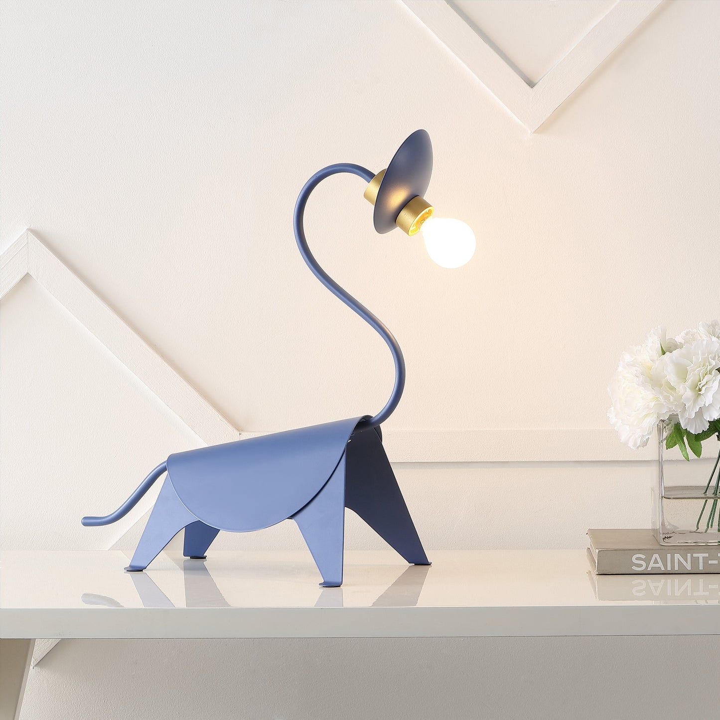 Bradley 16" Modern Industrial Iron Brachiosaurus LED Kids' Lamp, Blue