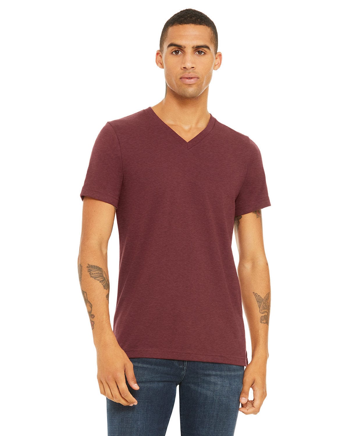 Bella+Canvas Unisex CVC Jersey V-Neck T-Shirt | Heather Cardinal