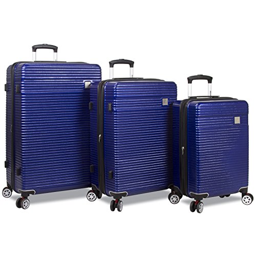 Dejuno Ashford 3-Pc Hardside Spinner Tsa Combination Lock Luggage Set, Navy