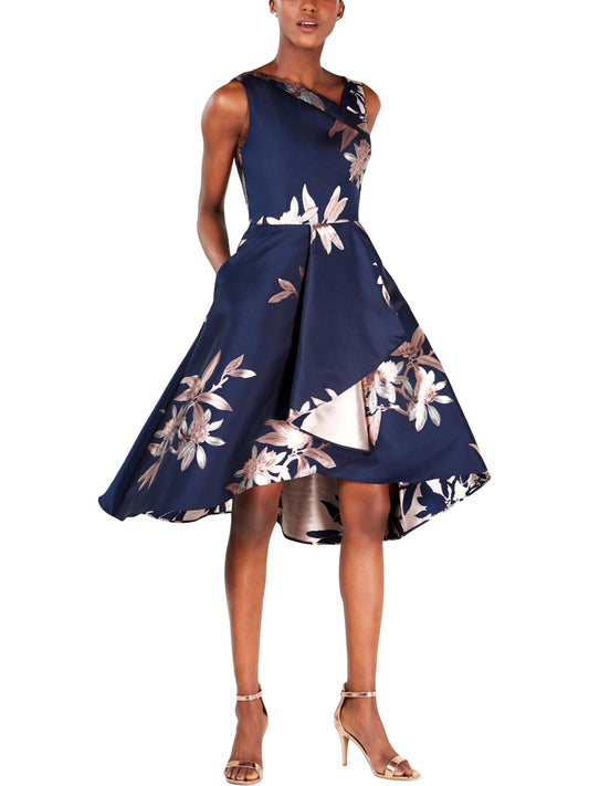 Womens Floral Print Ruffled Cocktail Dress