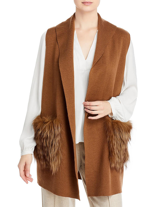 Womens Faux Fur Knit Vest