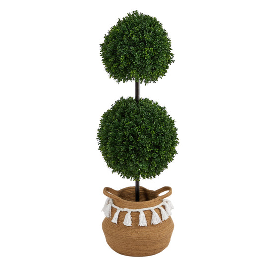 3.5' Boxwood Tree in Cotton Planter UV (Indoor/Outdoor)