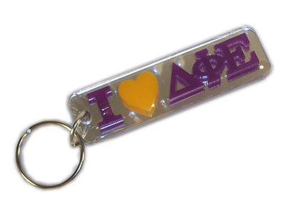 Delta Phi Epsilon I Love Keychain - Craftique cqMHK