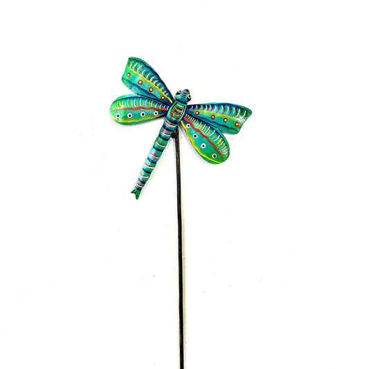 Turquoise-Green Dragonfly Garden Stake