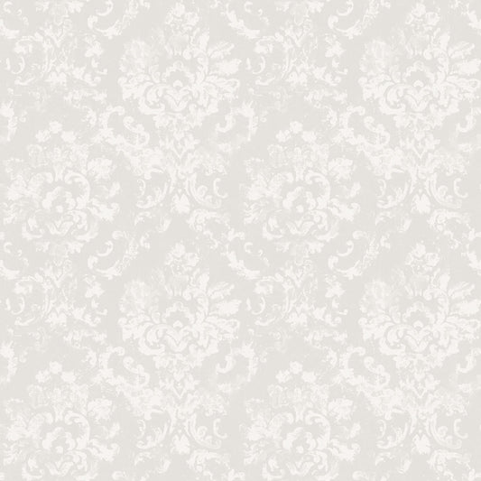 Sample Damask Natural/Grey Wallpaper from the Vintage Roses Collection