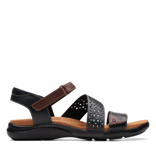 CLARKS | SANDALIAS CASUAL MUJER | KITLY WAY BLACK LEATHER | NEGRO