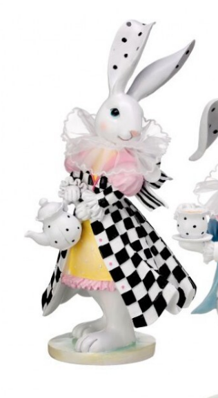 12" Resin & Fabric Brunch Bunny - Checkered Coat