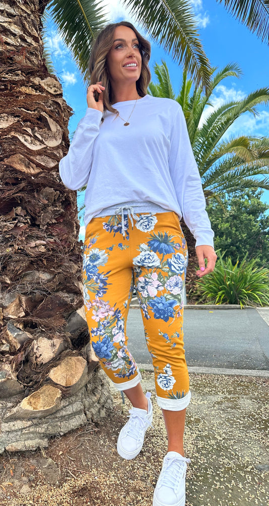 Beau Denver Floral Mustard Trousers