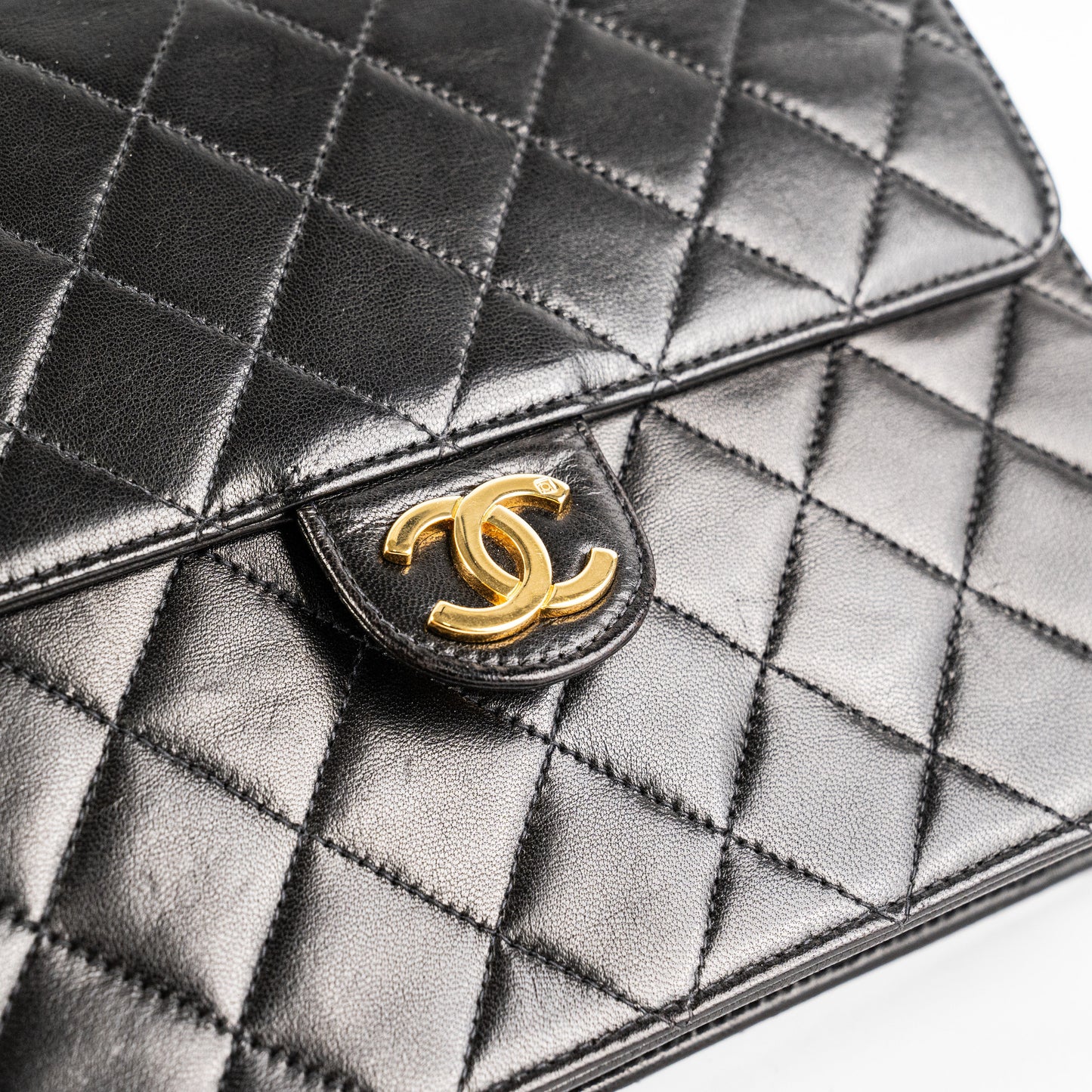 Chanel Vintage Black Lambskin Flap Bag HOLD