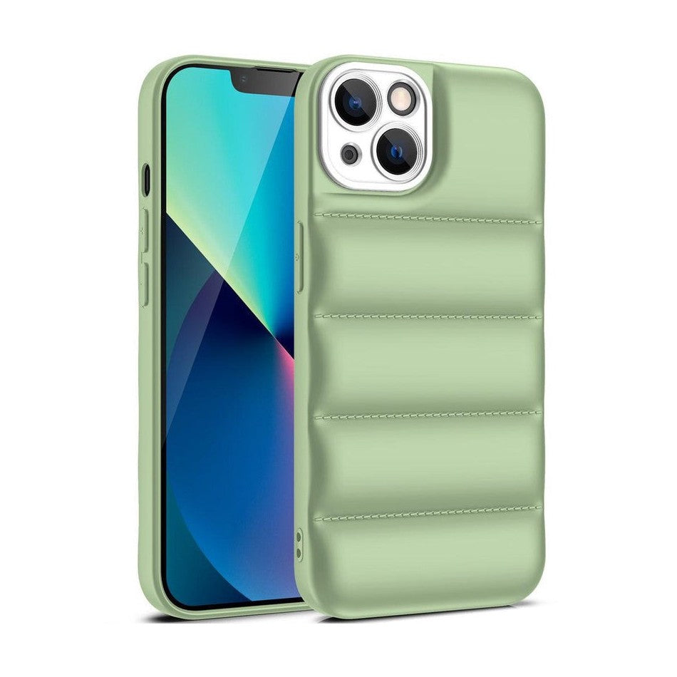 Soft Puffer Jacket Style Mobile Phone Case for iPhone XR - Green