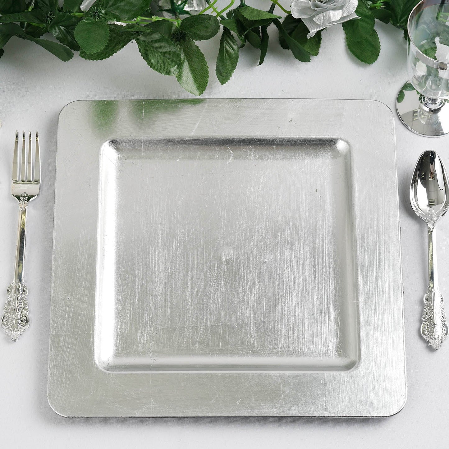 Square Silver Charger Plate