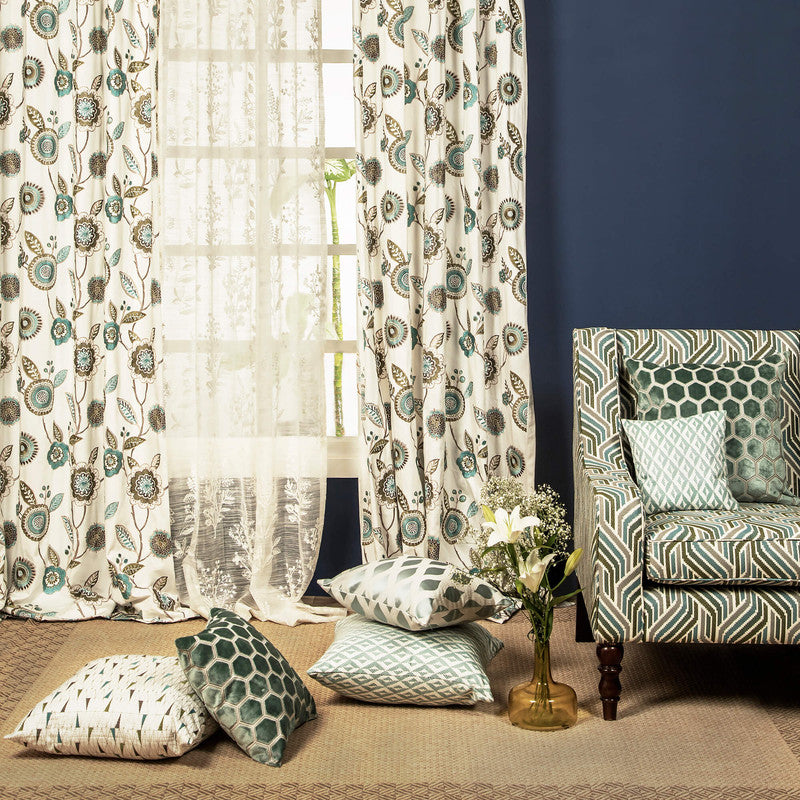 Wondrous Fabric in Teal/Olive/Grey