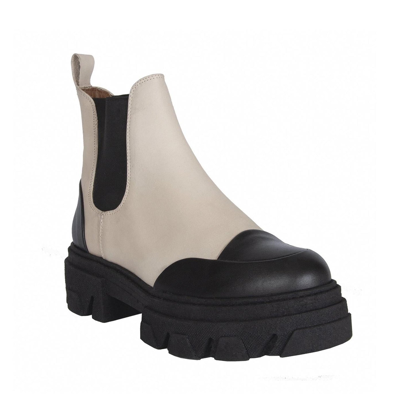 Women's Chelsea Two-Tone Leather Boots In Ivory/black