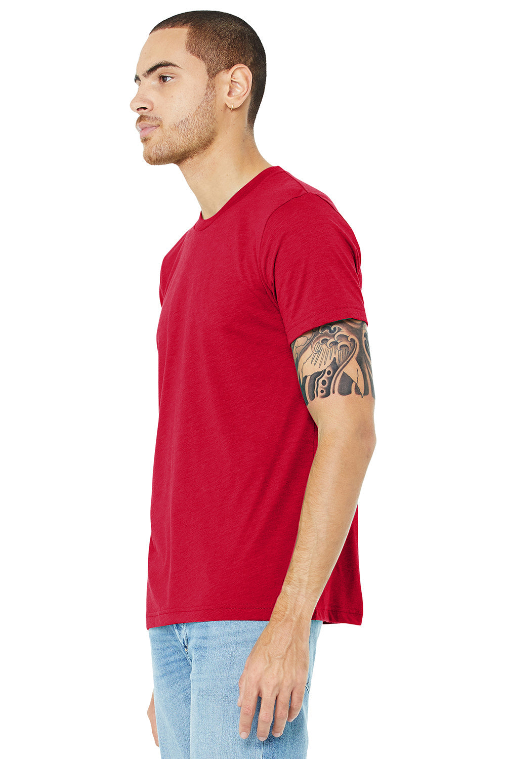 Bella + Canvas Mens Short Sleeve Crewneck T-Shirt - Solid Red