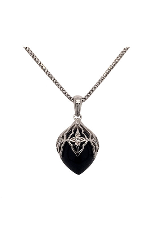 18K WHITE GOLD BLACK ONYX PENDANT  C6366