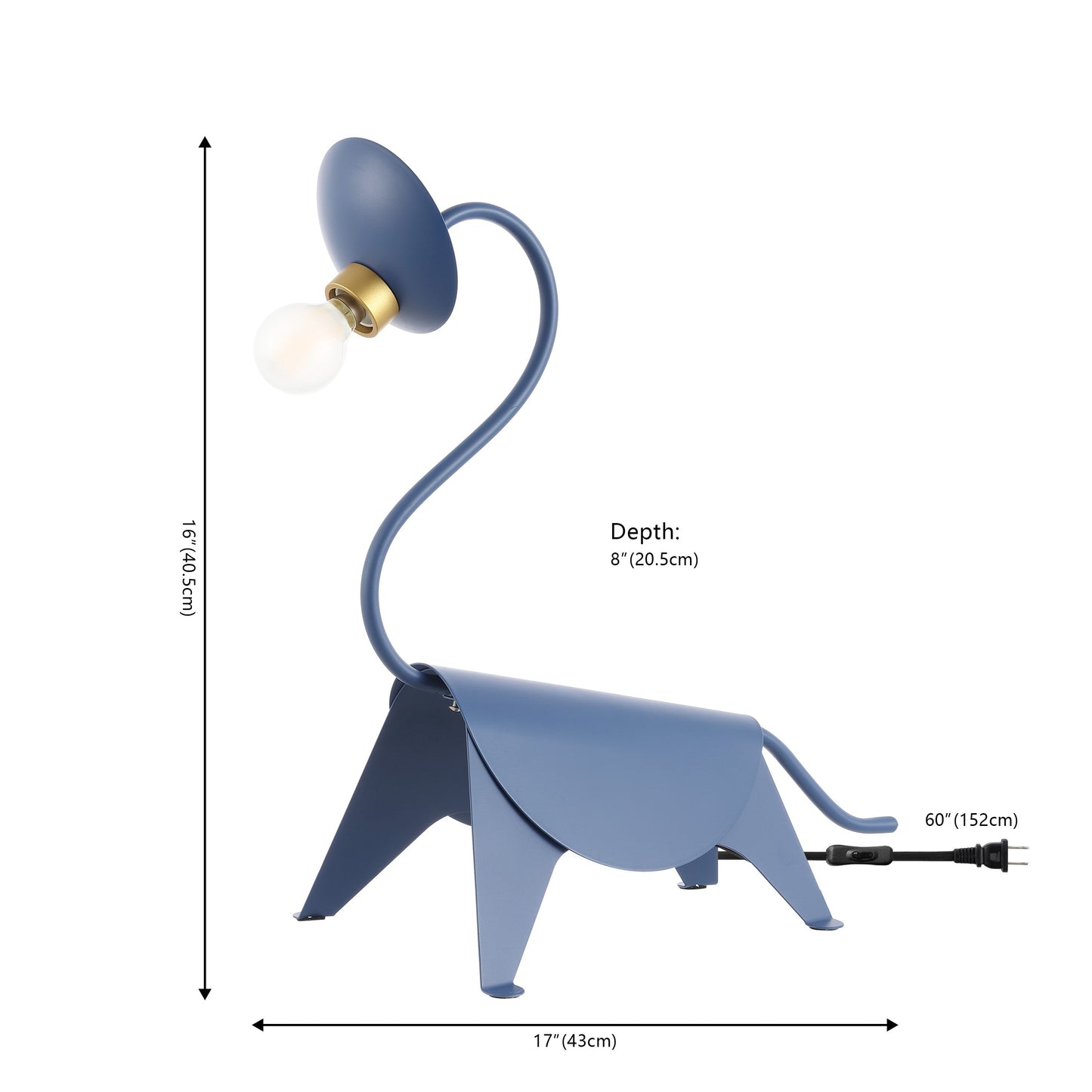 Bradley 16" Modern Industrial Iron Brachiosaurus LED Kids' Lamp, Blue