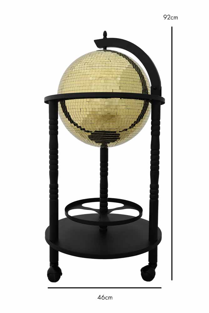 Black & Gold Disco Ball Drinks Trolley Cart