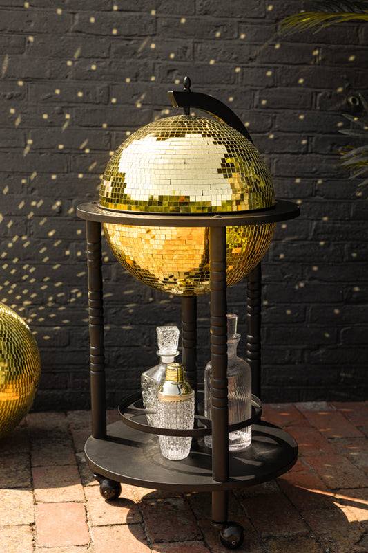 Black & Gold Disco Ball Drinks Trolley Cart