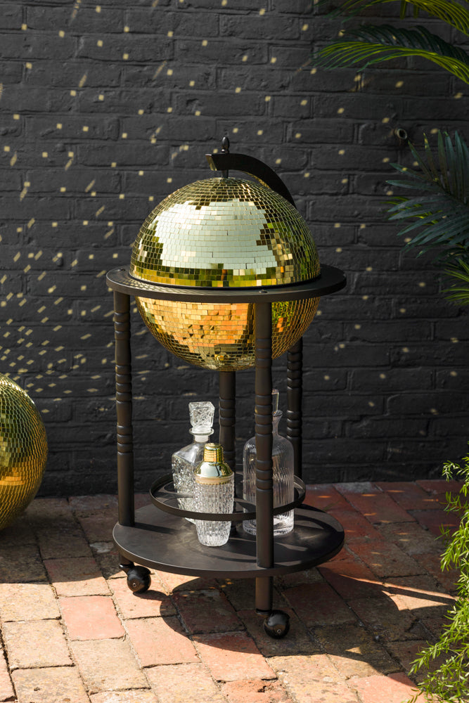 Black & Gold Disco Ball Drinks Trolley Cart