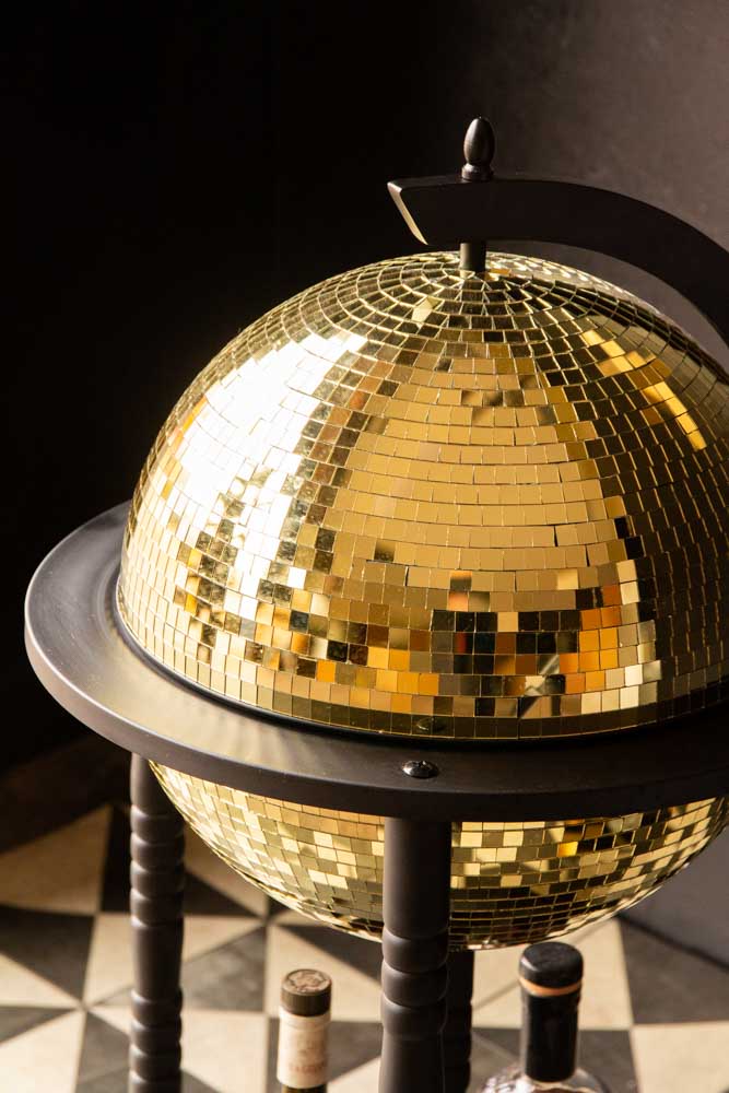 Black & Gold Disco Ball Drinks Trolley Cart