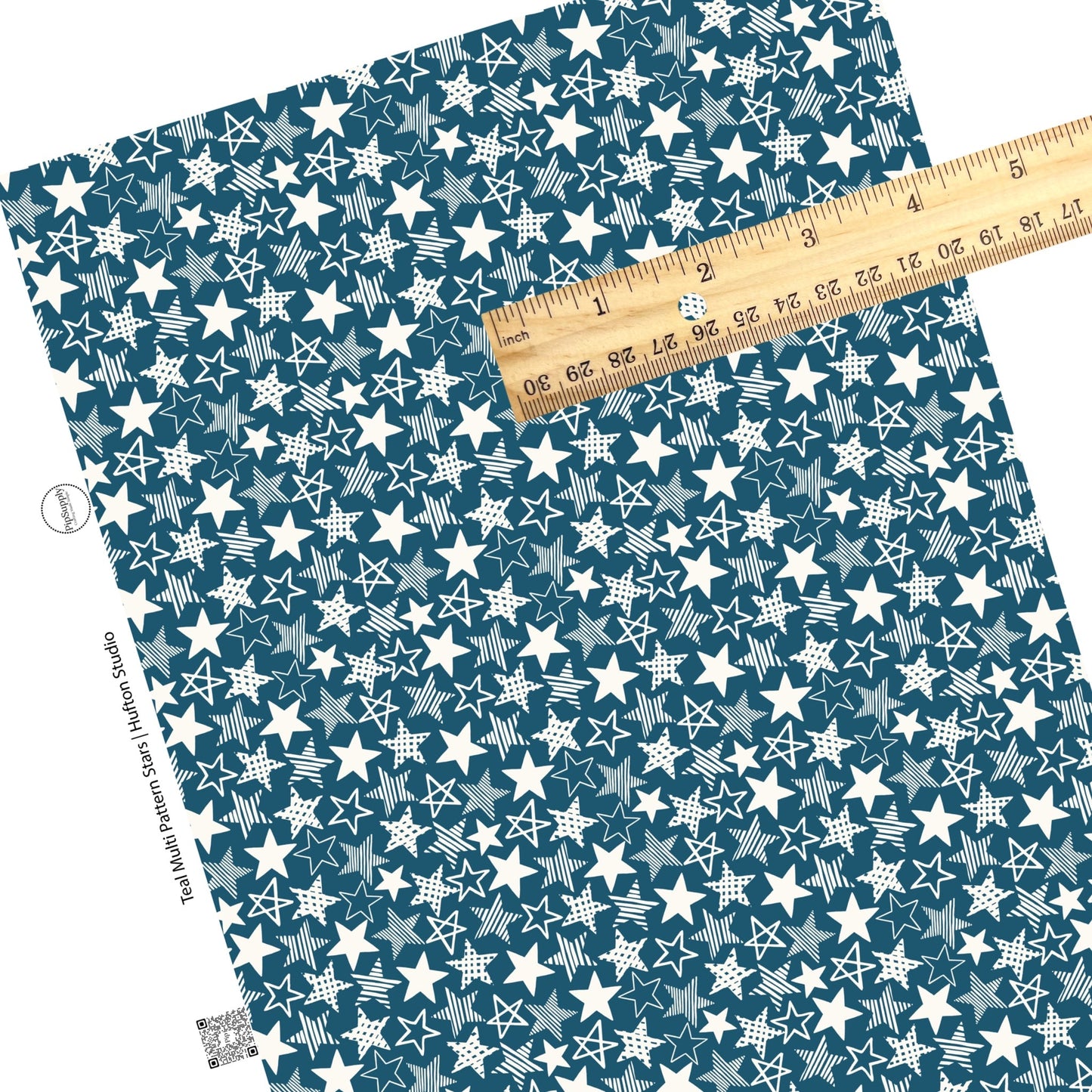 Teal Multi Pattern Stars Faux Leather Sheets