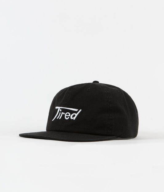 Tired Long T Logo Cap - Black